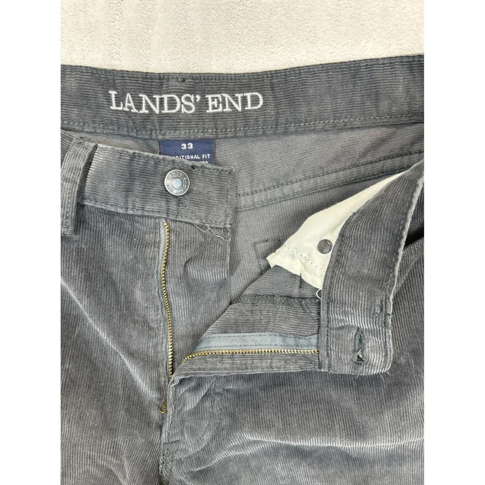 Lands' End‎ Pants Mens 33x29 Gray Corduroy Traditional Fit